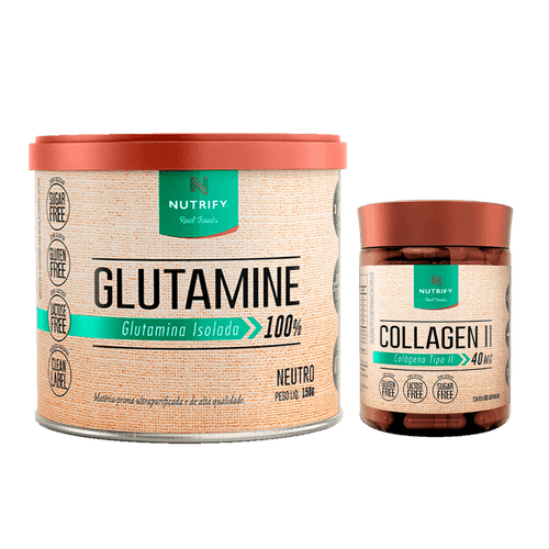 Kit com 1 lata de Glutamina 150g +  1 pote de Collagen II