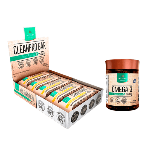 Kit com 1 caixa de Cleanpro bar + 1 pote de Ômega 3