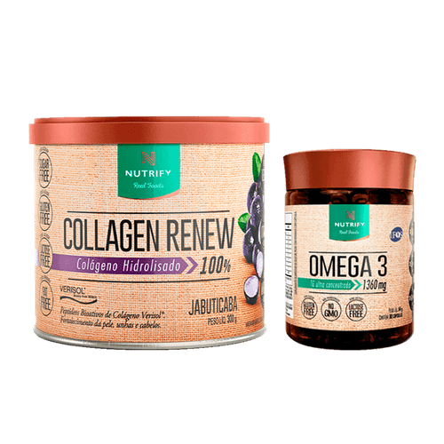 Kit  com 1 lata de Collagen Renew + 1 pote de Ômega3