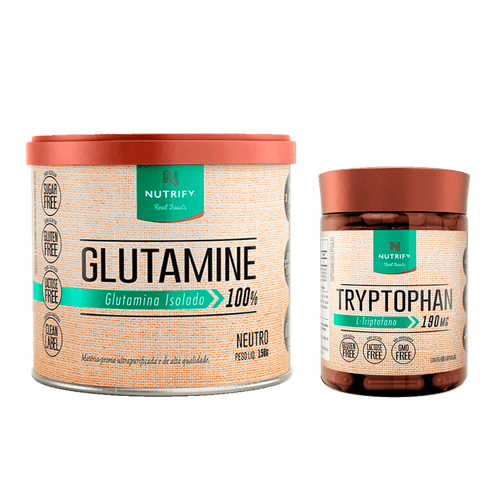 Kit com 1 lata de Glutamina 150g +  1 pote de Tryptophan