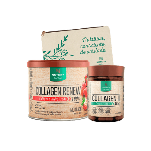 Promopack Colágeno Tipo II + Collagen Renew | Morango - 300g + Necessaire Nutrify