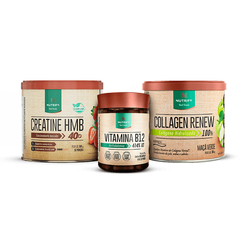 Promopack 1 Creatine HMB + 1 Collagen renew maça verde + 1 Vitamina B 120 caps